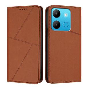 For Infinix Smart 7 Strong Magnetic Frosted Flip Leather Phone Case(Coffee Color)