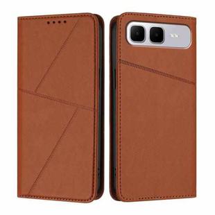 For Infinix Smart 10 Plus 4G Strong Magnetic Frosted Flip Leather Phone Case(Coffee Color)