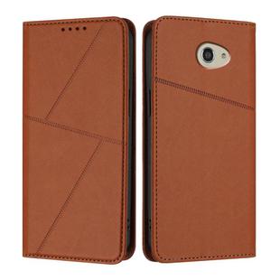 For Kyocera Basio 4 / Kantan Sumaho 2 Strong Magnetic Frosted Flip Leather Phone Case(Coffee Color)