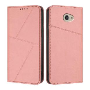 For Kyocera Basio 4 / Kantan Sumaho 2 Strong Magnetic Frosted Flip Leather Phone Case(Pink)