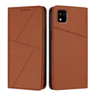 For Kyocera Kantan Sumaho3 A205KC Strong Magnetic Frosted Flip Leather Phone Case(Coffee Color)