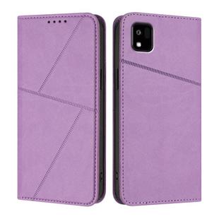 For Kyocera Kantan Sumaho3 A205KC Strong Magnetic Frosted Flip Leather Phone Case(Light Purple)