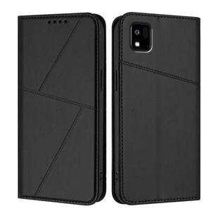 For Kyocera Kantan Sumaho3 A205KC Strong Magnetic Frosted Flip Leather Phone Case(Black)