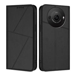 For Sharp Aquos R8 Pro Strong Magnetic Frosted Flip Leather Phone Case(Black)