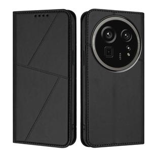 For Sharp Aquos R9 Pro Strong Magnetic Frosted Flip Leather Phone Case(Black)