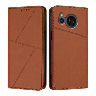 For Sharp Aquos Sense7 Strong Magnetic Frosted Flip Leather Phone Case(Coffee Color)