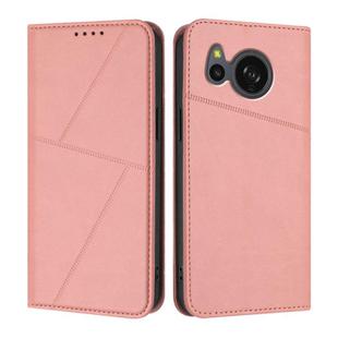 For Sharp Aquos Sense7 Strong Magnetic Frosted Flip Leather Phone Case(Pink)