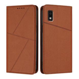 For Sharp Aquos Wish3 Strong Magnetic Frosted Flip Leather Phone Case(Coffee Color)
