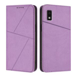 For Sharp Aquos Wish3 Strong Magnetic Frosted Flip Leather Phone Case(Light Purple)