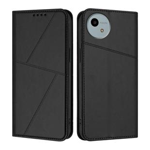 For Sharp Aquos wish4 Strong Magnetic Frosted Flip Leather Phone Case(Black)