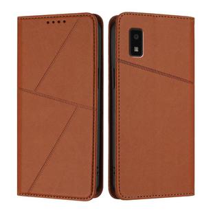 For Sharp Aquos wish / Aquos wish2 Strong Magnetic Frosted Flip Leather Phone Case(Coffee Color)