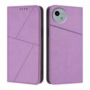 For Sharp Aquos wish5 Strong Magnetic Frosted Flip Leather Phone Case(Light Purple)