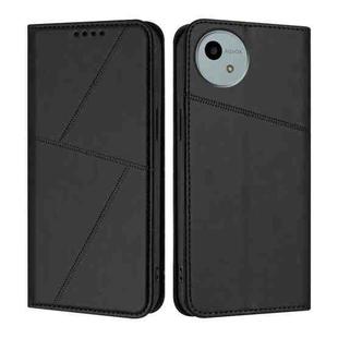 For Sharp Aquos wish5 Strong Magnetic Frosted Flip Leather Phone Case(Black)