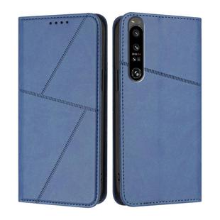 For Sony Xperia 1 IV Strong Magnetic Frosted Flip Leather Phone Case(Royal Blue)