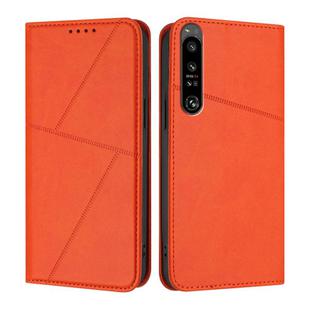 For Sony Xperia 1 IV Strong Magnetic Frosted Flip Leather Phone Case(Orange)
