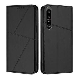 For Sony Xperia 1 IV Strong Magnetic Frosted Flip Leather Phone Case(Black)