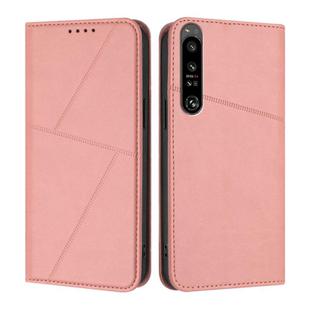 For Sony Xperia 1 IV Strong Magnetic Frosted Flip Leather Phone Case(Pink)