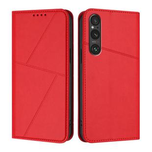 For Sony Xperia 1 V Strong Magnetic Frosted Flip Leather Phone Case(Red)