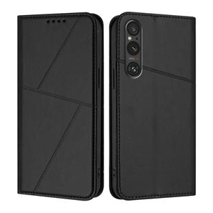 For Sony Xperia 1 V Strong Magnetic Frosted Flip Leather Phone Case(Black)