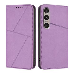 For Sony Xperia 1 VI Strong Magnetic Frosted Flip Leather Phone Case(Light Purple)