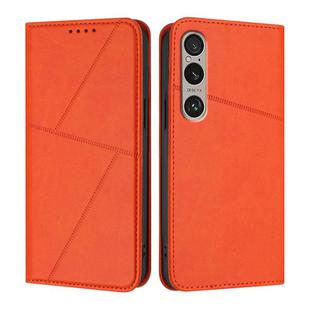 For Sony Xperia 1 VI Strong Magnetic Frosted Flip Leather Phone Case(Orange)