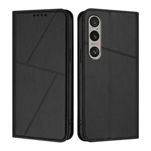 For Sony Xperia 1 VI Strong Magnetic Frosted Flip Leather Phone Case(Black)