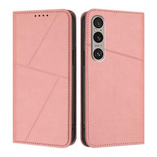 For Sony Xperia 1 VI Strong Magnetic Frosted Flip Leather Phone Case(Pink)