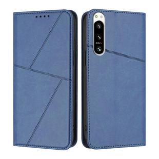 For Sony Xperia 5 IV Strong Magnetic Frosted Flip Leather Phone Case(Royal Blue)