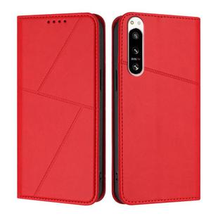 For Sony Xperia 5 IV Strong Magnetic Frosted Flip Leather Phone Case(Red)