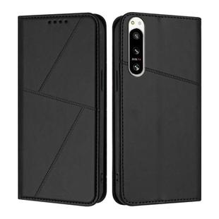 For Sony Xperia 5 IV Strong Magnetic Frosted Flip Leather Phone Case(Black)