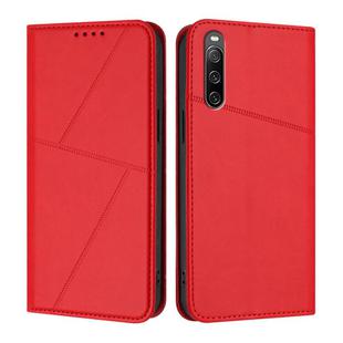 For Sony Xperia 10 IV Strong Magnetic Frosted Flip Leather Phone Case(Red)