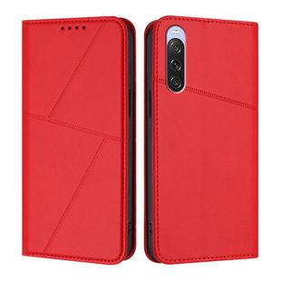 For Sony Xperia 10 V Strong Magnetic Frosted Flip Leather Phone Case(Red)