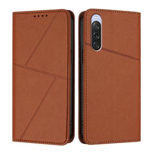 For Sony Xperia 10 V Strong Magnetic Frosted Flip Leather Phone Case(Coffee Color)