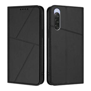 For Sony Xperia 10 V Strong Magnetic Frosted Flip Leather Phone Case(Black)
