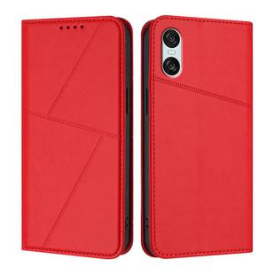 For Sony Xperia 10 VI Strong Magnetic Frosted Flip Leather Phone Case(Red)