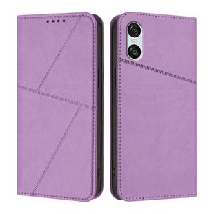 For Sony Xperia 10 VI Strong Magnetic Frosted Flip Leather Phone Case(Light Purple)