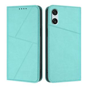 For Sony Xperia 10 VI Strong Magnetic Frosted Flip Leather Phone Case(Light Blue)