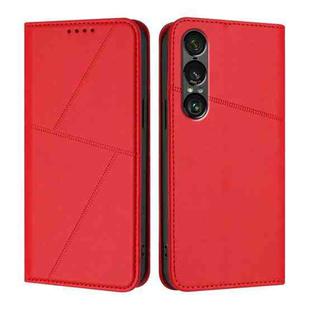 For Sony Xperia 1 VII Strong Magnetic Frosted Flip Leather Phone Case(Red)