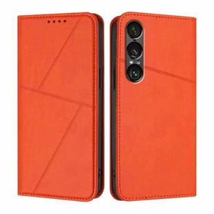 For Sony Xperia 1 VII Strong Magnetic Frosted Flip Leather Phone Case(Orange)