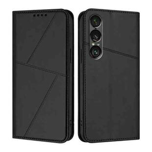 For Sony Xperia 1 VII Strong Magnetic Frosted Flip Leather Phone Case(Black)
