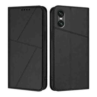 For Sony Xperia 10 VII Strong Magnetic Frosted Flip Leather Phone Case(Black)