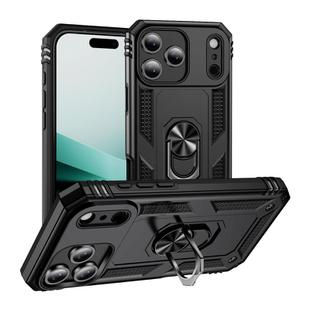 For iPhone 17 Air Shockproof TPU Hybrid PC Phone Case with Holder(Black)