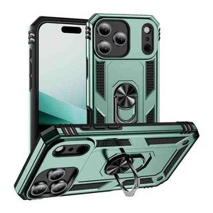 For iPhone 17 Air Shockproof TPU Hybrid PC Phone Case with Holder(Dark Green)