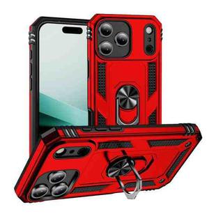 For iPhone 17 Pro Shockproof TPU Hybrid PC Phone Case with Holder(Red)