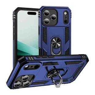 For iPhone 17 Pro Shockproof TPU Hybrid PC Phone Case with Holder(Blue)
