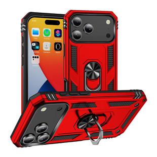 For iPhone 17 Pro Max Shockproof TPU Hybrid PC Phone Case with Holder(Red)
