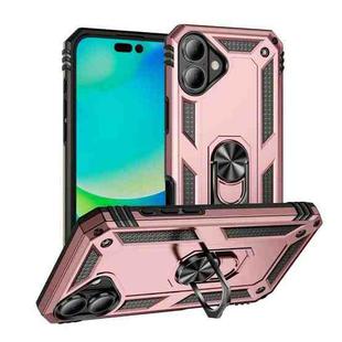 For iPhone 17 Shockproof TPU Hybrid PC Phone Case with Holder(Rose Gold)