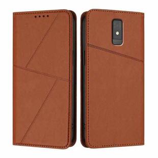 For ZTE Blade A32 Strong Magnetic Frosted Flip Leather Phone Case(Coffee Color)
