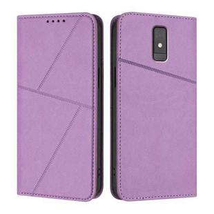 For ZTE Blade A32 Strong Magnetic Frosted Flip Leather Phone Case(Light Purple)