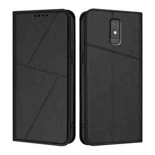 For ZTE Blade A32 Strong Magnetic Frosted Flip Leather Phone Case(Black)